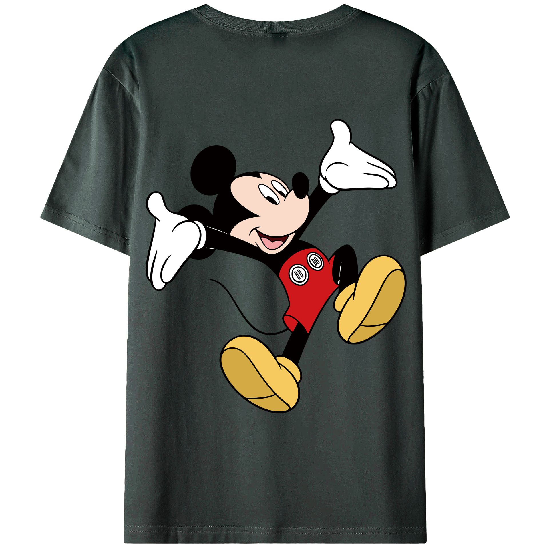 ミッキーマウス Mickey Mouse 綿100％ メンズ半袖Tシャツ（バックプリント） 通気性